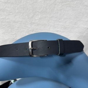 Buffalo Leather Belt in Matte Black with Silver Buckle