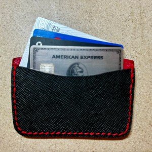 Designer Black and Red Italian Leather Card Wallet
